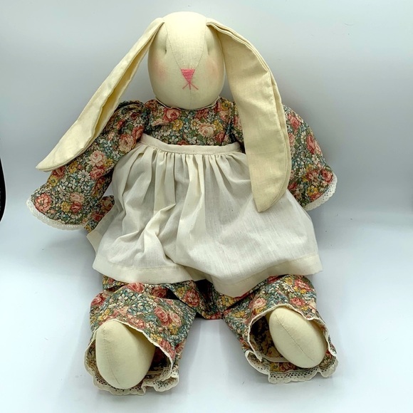 Floppy earred bunny with apron and pants good condition - Picture 1 of 4